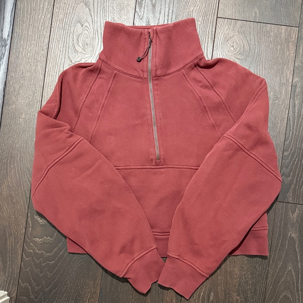 Lululemon Oversized Funnel Neck Half Zip in Smoky Red